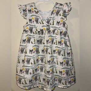 Nola Tawk Kids Zoo Animals Dress 5T Elephant Zebra Organic Cotton LIN